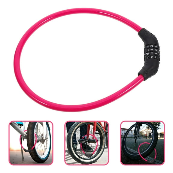 KALLORY Pink 23.8X19.0X2.2Cm Abs Steel Security Bike Chain Lock Heavy Duty Anti Theft 1Pack