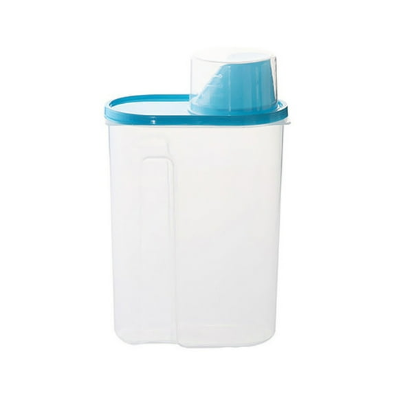 FONDOTIN 1Pack Airtight Containers Cereal Container with Pour Spout and Measuring Cup Blue Rectangular for Kitchen Use