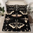 thumbnail image 2 of Death Moth Twin Sheets, Halloween Skull Decor Sheet Set 3Pcs Teens Adult, Gothic Spooky Bed Sheets Starry Sky Sun Moon Bedding Set With 1 Pillow Case, Black Gold, 2 of 6