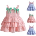 thumbnail image 2 of Umfun Toddler Girls Gingham Ruffle Tiered Dress Sleeveless Bow Detail A-Line Dress Cute Summer Wear, 2 of 9