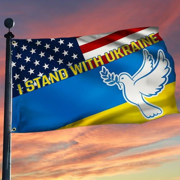 Flagwix Ukraine Grommet Flag I stand with Ukraine BNT580GF Ukraine Flags, Indoor Outdoor Decoration - House Flag (29.5" x 39.5")