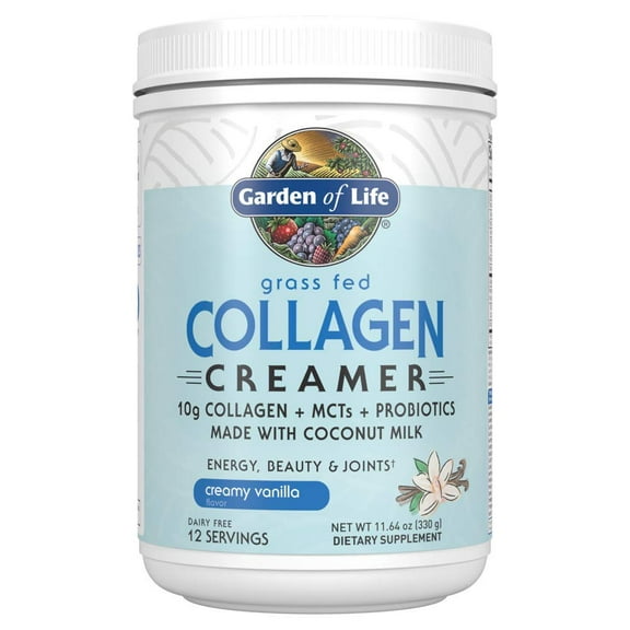 Garden of Life Grass Fed Collagen Creamer, Creamy Vanilla, 12 Servings