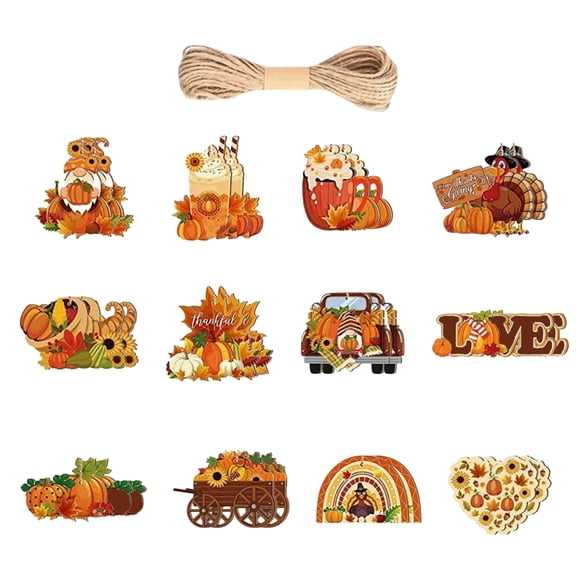 Fall Decorations 24 Piece 3 Inch Wooden Hanging Tags Fall Party Decorations for Home Thanksgiving Decor Seasonal Wall Hang Ornaments for Tree Porch Classroom Indoor Outdoor