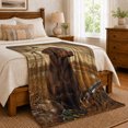thumbnail image 6 of Chocolate Labrador Hunting Wetlands Scene Rustic Outdoor Art, Peaceful Pet Portrait Pattern, Warm Flannel Blanket for Cabin and Lodge, Dog Lovers Father's Day Gift, Pet Lover Home Decor, 6 of 8
