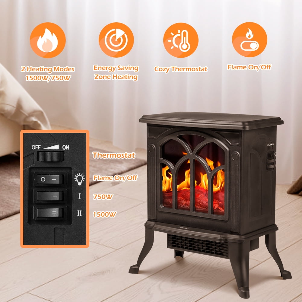 LifePlus Portable Electric Fireplace Heater Stove Freestanding Small Mini  Vintage for Indoor Use Home Decor Room 1500W, 18 - Walmart.com