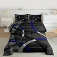 thumbnail image 2 of Manfei Retro Striped Pattern Bedding Comforter Set,Modern Abstract Geometric Twin Comforter Sets,Black Gray Bedding Set For Teens,Luxury Bedroom Decor Reversible,2 Pieces, 2 of 8