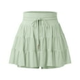 thumbnail image 5 of MIXUE Skirts For Women Summer Mesh Solid Color Ruffled Elastic Waist Drawstring Mini Tennis Skirt Beachwear,Green,L, 5 of 5