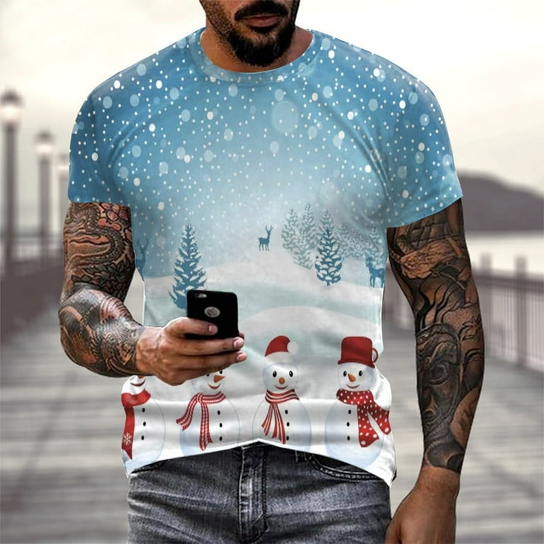 YUHAOTIN Mens Tshirts Graphic Vintage Mens Fashion Christmas T Shirt  Ssports Ffitness Outdoor 3D Digital Printing T Shirt Short Sleeve Shirt  Funny