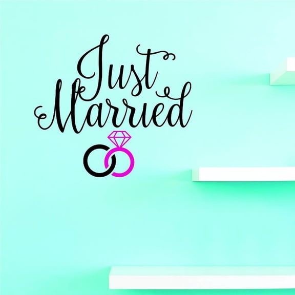 Custom Decals Just Married Wall Art Size: 16 X 24 Inches Color: Multi