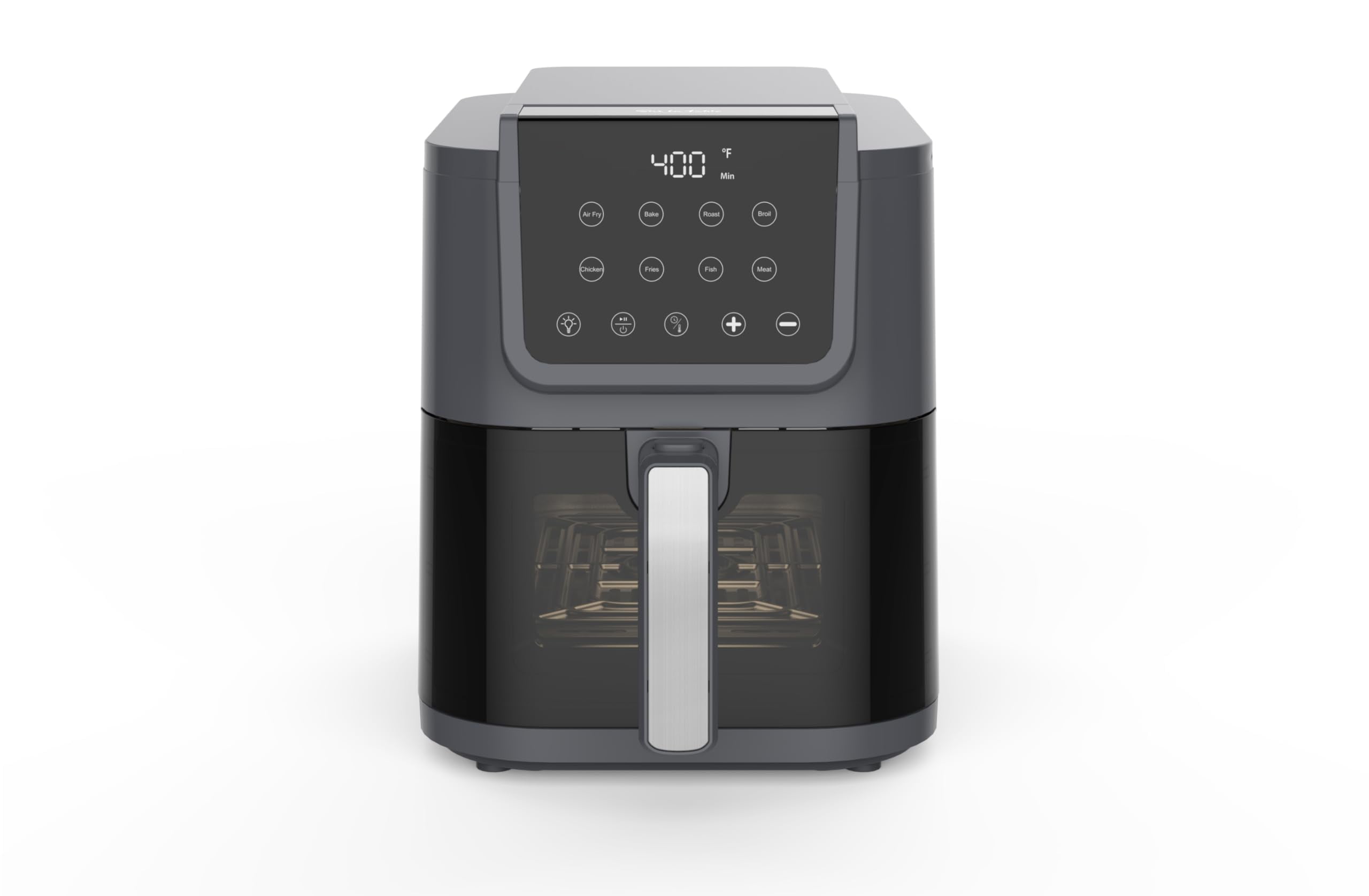 SUR LA TABLE KITCHEN ESSENTIALS 4-in-1 Compact 5-Quart Basket Air Fryer with Window for Easy Viewing, Digital Touchscreen Display with 8-Presets, Air Fry, Bake, Roast, Broil in Minutes, 1500w