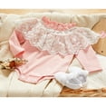 thumbnail image 2 of Baby Romper  Contrast Color Ruffled Collar Long Sleeve Lace Patchwork Bodysuit for Girls  0-18 Months, 2 of 7