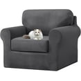 thumbnail image 2 of JIAN YA NA Stretch Velvet Sofa Cover with Separate Cushion Slipcover (Dark Gray, 1 Seater-3 Pieces), 2 of 12