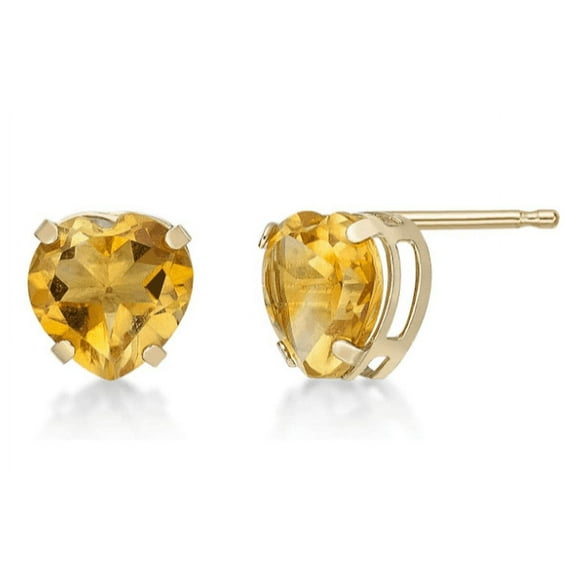 10k Yellow Gold Plated 1 Carat Heart Created Yellow Sapphire Stud Earrings