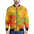 thumbnail image 5 of Chaqueta bomber con estampado de hojas de arce de Canadá para hombre, sudadera de manga larga en 3D, chaqueta bomber con cremallera de gran tamaño y estilo urbano, 5 of 5