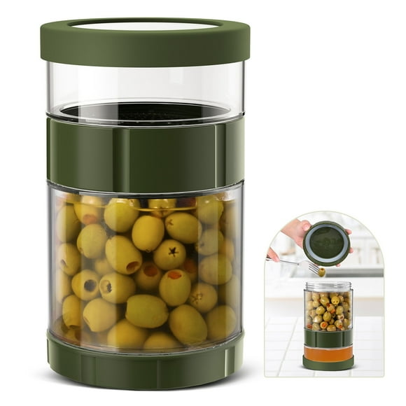 Glass Pickle Container with Strainer, Leak-Proof Olive Jar for Kitchen Storage, Fermentation, Pickling