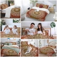 thumbnail image 5 of 3 Piece Orange Boho Duvet Cover Set Full Size,Microfiber Comforter/Quilt Cover with Corner Ties and 2 Pillowcases,Country Vintage Ethnic Abstract Geometric All Season Soft Bedding with Zipper Closure, 5 of 8