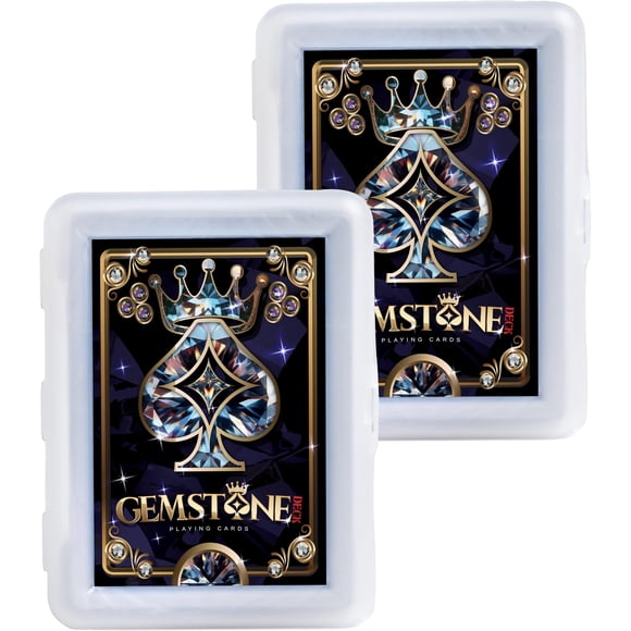 Baraja Gemstone Deck de plástico impermeable con diseño de gemas, 54 cartas, 2 paquetes