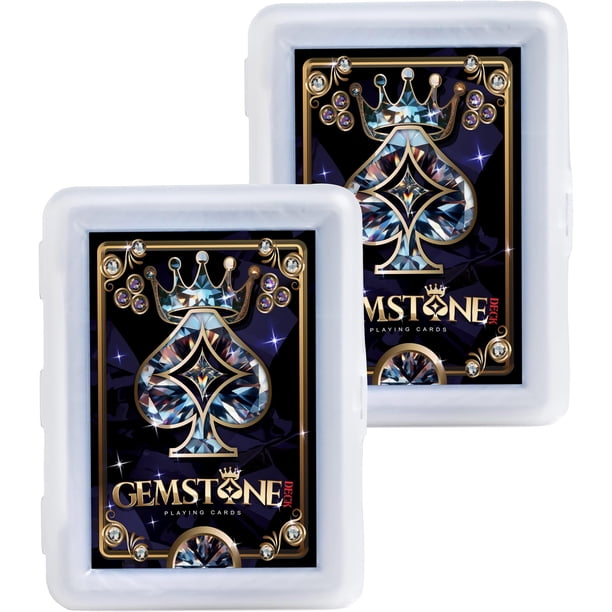 Baraja Gemstone Deck de plástico impermeable con diseño de gemas, 54 cartas, 2 paquetes