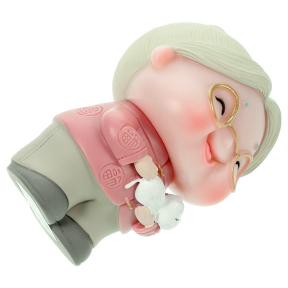 TEHAUX 1Pc Lightweight and Stable Standing Old Woman Cake Topper for Grandparents Cake Decoration in Pink Color