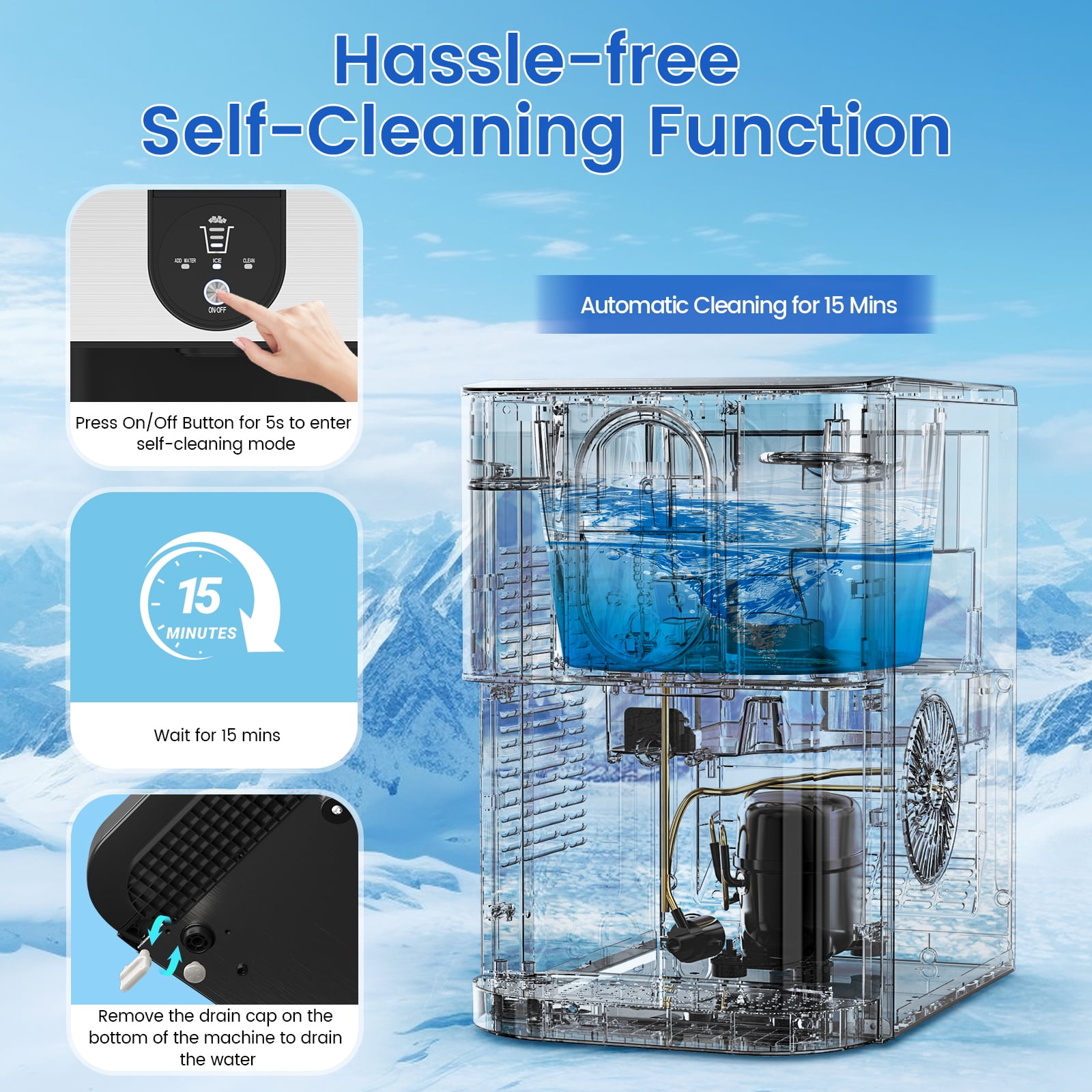 KNDKO Nugget Ice Maker Make Ice Efficiently, Be Ready For Ice Available In 15-20 Mins For 1-2 Cups Of Drink And Make 44 Lbs Ice In 24 Hours, Perfect For Family Party Or Office