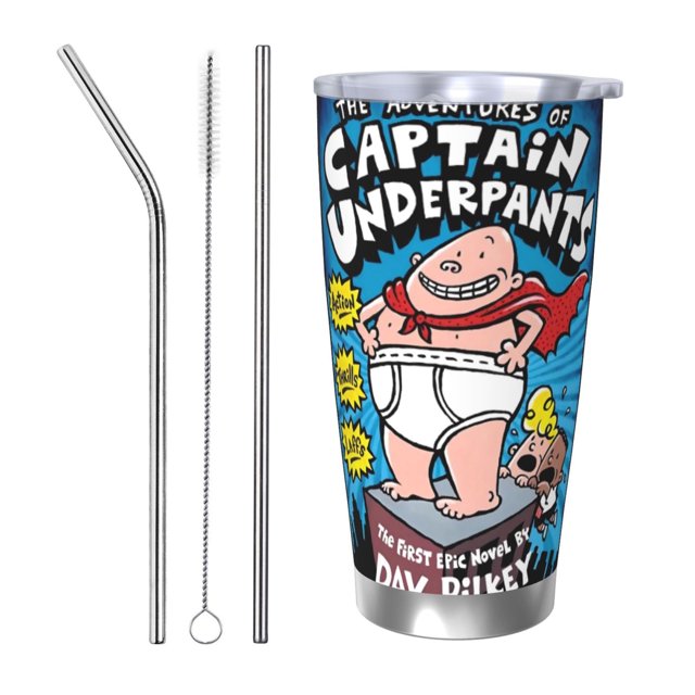 Capitán CalzoncillosVaso de 20 oz, taza de viaje de café con aislamiento al vacío de acero inoxidable, taza de café, taza de viaje con tapa, taza térmica para exteriores