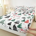 thumbnail image 3 of jejeloiu Cartoon Christmas Tree Bed Sheets,Merry Christmas Tree King Sheets,Red White Black Sheet Set For Children,Super Cozy Room Decor,4-Piece, 3 of 7