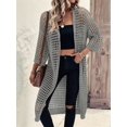 thumbnail image 4 of Women'S Hollow Out 3/4 Sleeve Open Front Knit Cardigan Long Sweater Tops Grey M, 4 of 9