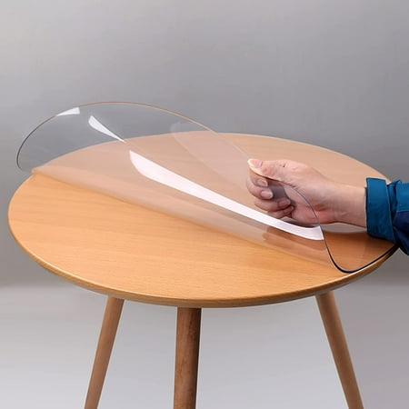 

Zhuge Indoor Outdoor Heavy Duty Premium Clear Transparent Round Fitted PVC Tablecloth Round Waterproof Table Cover Wipeable Clear Plastic Tablecloth Protector (2.0mm Dia.30in/75cm)