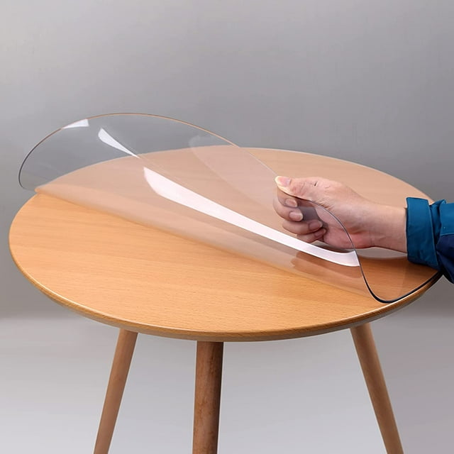 Indoor Outdoor Heavy Duty Premium Clear Transparent Round Fitted PVC Tablecloth, Round Waterproof Table Cover,Wipeable,Clear Plastic Tablecloth Protector (2.0mm,Dia.43in/108cm)