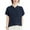 Navy, variant on ZANZEA Women Short Sleeved O-Neck Blouse Solid Color Shirts Tops