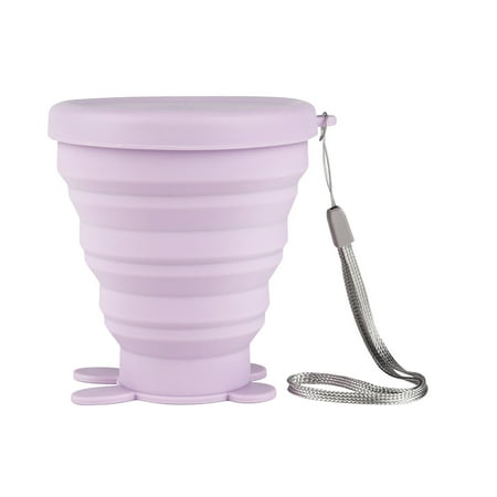 

BLNVKOP Collapsible Travel Cup Silicone Folding Water Cups With Lids Reusable Cup-Purple