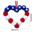 thumbnail image 2 of Hovilon Independence Day Wreath - USA Patriotic Heart Star Wall Decor, Red White Blue Pom Pom Door Hanging, 4th of July Memorial Day Party Centerpiece, American Flag Inspired Home Ornament, 2 of 7