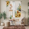 thumbnail image 6 of Sunflower Kitchen Curtains 63 Inch Length, Summer Botanical Farmhouse Yellow Floral Rustic Tiers Curtains for Living Room Berdoom Bathroom, Light Filtering Drapes Window Treatment 2 Panels 42"Wx63"L, 6 of 8