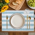 thumbnail image 4 of Blue Striped Placemats Set of 6, Rustic Farmhouse Stripes Placemats for Dining Table, Place Mats for Kitchen Tabletop, Waterproof Wipeable Dining Table Mats Set, 4 of 9