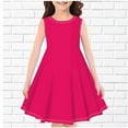 thumbnail image 2 of AJTQTH Sundress for Girls Cute Solid Color Tunic Slim Fit Flowy Midi DressCrewneck Sleeveless Gowns Stylish Frocks for Party School Summer Casual Hot Pink 13 Years, 2 of 3