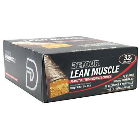Detour Lean Muscle Whey Protein Bar, chocolat au beurre d'arachide Crunch, 3.2 Oz