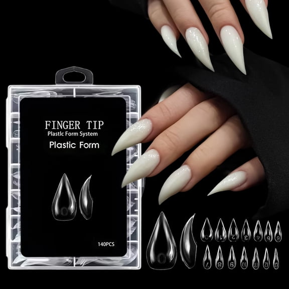 RAGUPEL Short Cat Claw Curved Stiletto Nail Dual Forms for Extension,Sculptural Eagle Claw Acrylic Nails Reusable Full Cover Mold for Nail Art Design 140Pcs