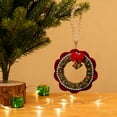 thumbnail image 3 of Christmas Wreath Garland, Rattan Ring Pendant Decor, Plastic Holiday Decoration, Red Bells and Bows, Home Door Hanging, 3 of 7