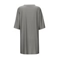 thumbnail image 4 of Vestido informal de verano de color liso para mujer - Vestido de playa holgado de manga corta y cuello redondo con bolsillos - Mezcla transpirable hasta la rodilla, 4 of 4