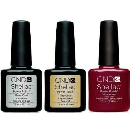 CND Creative Nail Gel Polish Shellac Combo - Base, Top & Crimson Sash 0.25oz/7.3mL