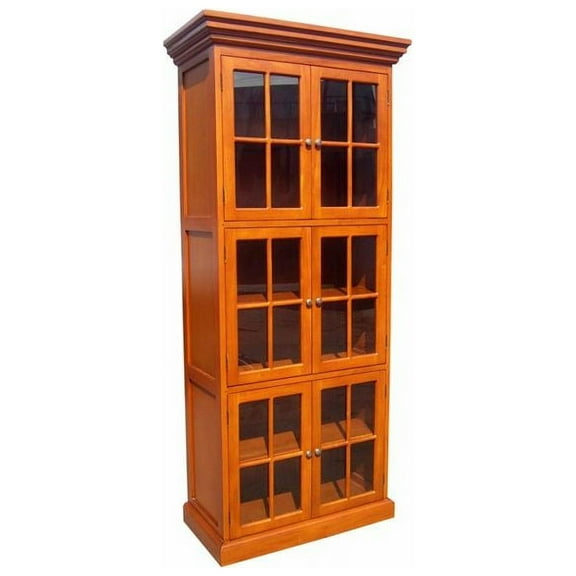 6 Door Library Bookcase Honey