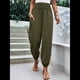 thumbnail image 4 of Pantalones de Verano Bohemios Informales de Negocios, Plisados, Elásticos, de Cintura Alta, de Pierna y con Bolsillos para Mujer. Verde XL, 4 of 10