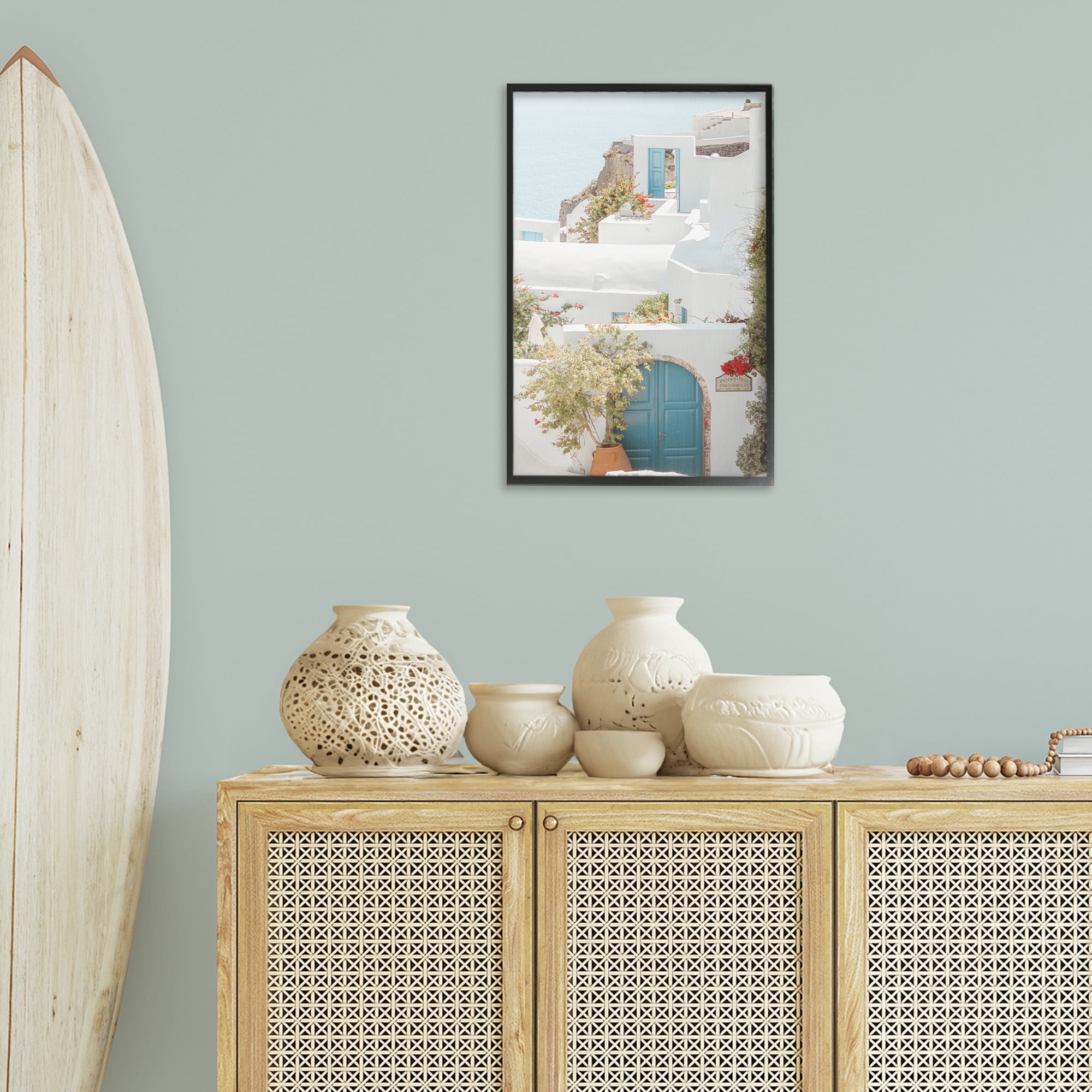 Stupell Industries Coastal Town Doorways Town & City Photography Black Framed Art Print Wall Art, 16 x 24