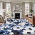 thumbnail image 2 of Blue Flower Large Area Rugs for Bedroom Living Room, Soft Non Slip Carpet Bedside Rug, Vintage Ink Rose Floral Spring Botanical Rectangular Floor Cover Kitchen Accent Rug 5'x8' for Dining Room/Office, 2 of 9