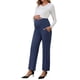thumbnail image 2 of Pantalones de maternidad de pierna ancha para mujer INSPIRE CHIC, elásticos sobre la barriga, con bolsillos, color azul marino, talla X-Large, 2 of 6