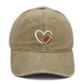 thumbnail image 2 of Womens Baseball Hat Washed Unisex Baseball Cap Embroidered Heart Football Design Adjustable Low Profile Sports Sun Hat, 2 of 3