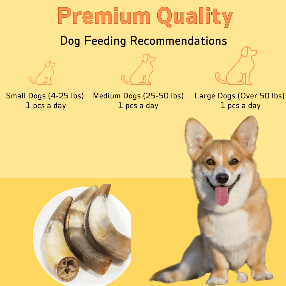 Ox Horn, Natural Ingredients, Natural Dog Treats, Healthy, Easily Digestible, Dog Chews Long Lasting, And High Protein, Low Fat, Perfect Training Reward Snack For Small, Medium and Large Dogs