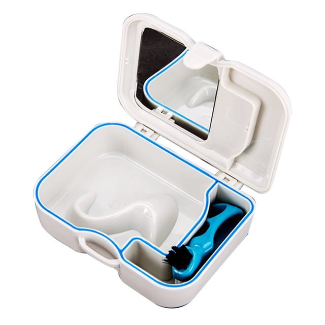 Denture Bath Case Bath Case Brush Retainer Box Holder Soak Container for Travel