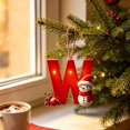 thumbnail image 6 of Christmas Letter Ornament, Red Alphabet Initial W Hanging Decoration with Snowman Christmas Tree Ornament for Family Name Display, 6 of 7