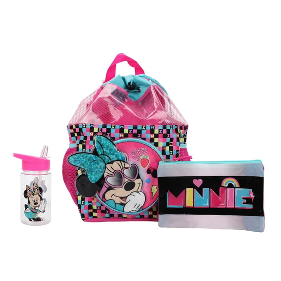 Disney Minnie Mouse Youth 3-Piece Kids Drawstring Backpack Set